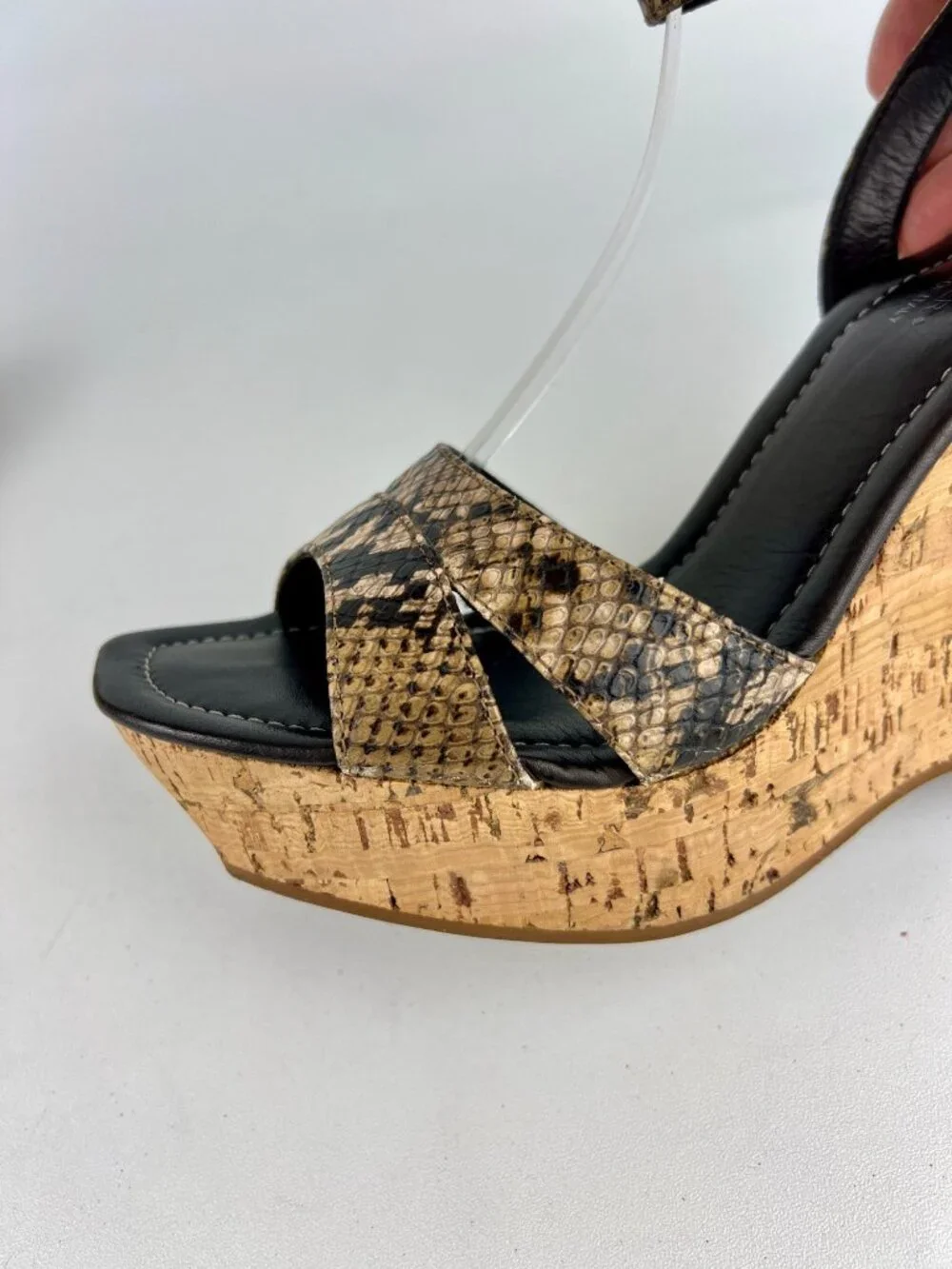 Donald J Pliner Womens Sail Platform Cork Wedge Sandals Brown Snake size 10.5